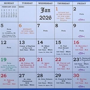2026 Liturgical Mini Calendar